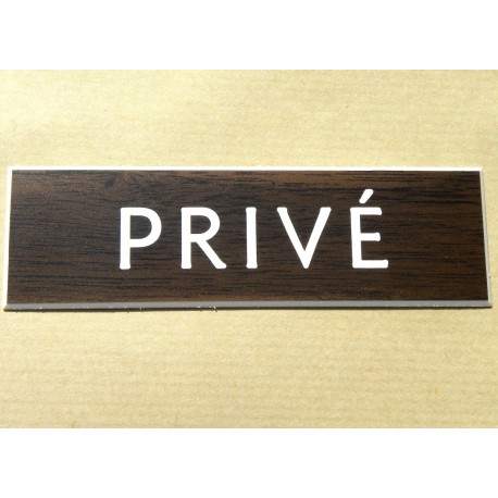 plaque adhésive "PRIVÉ" couleur bois