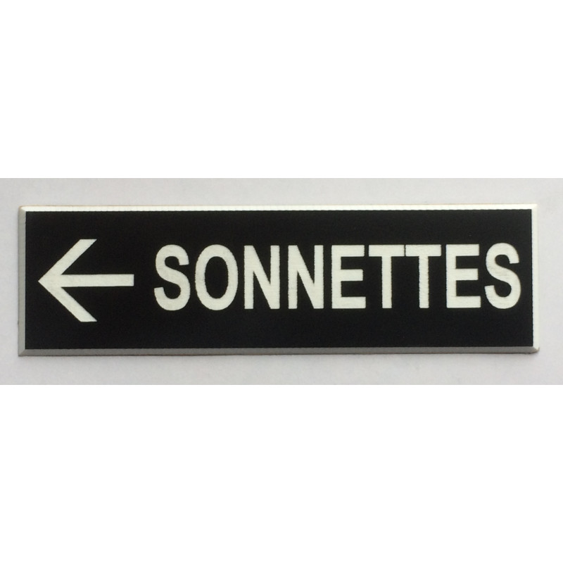 plaque adhésive "SONNETTES + FLECHE" gauche noire