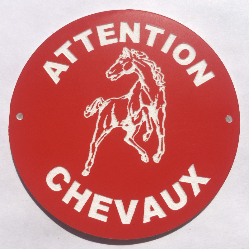 Panneau circulaire ATTENTION CHEVAUX Ø 15 cm 20 cm 30 cm