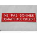 plaque adhésive NE PAS SONNER DEMARCHAGE INTERDIT rouge