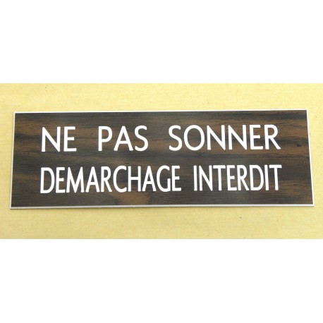plaque adhésive NE PAS SONNER DEMARCHAGE INTERDIT couleur bois