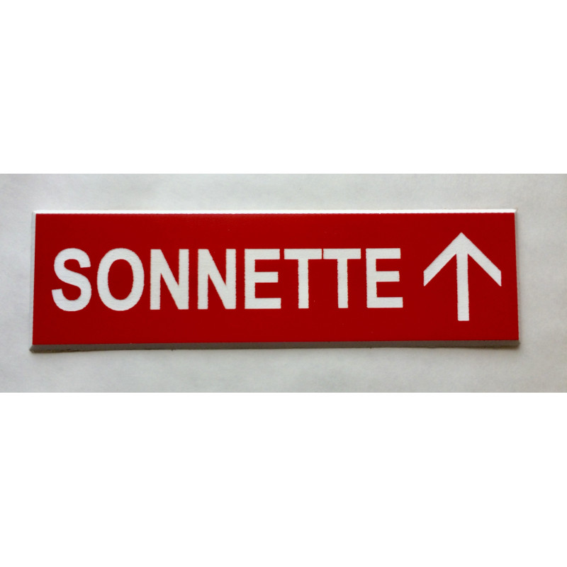 plaque adhésive "SONNETTE + FLECHE" haut rouge
