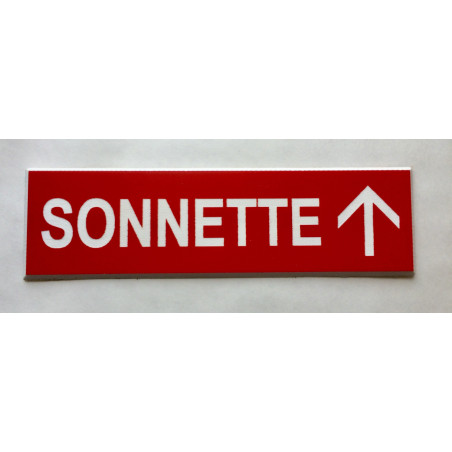 plaque adhésive "SONNETTE + FLECHE" haut rouge