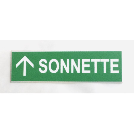 plaque adhésive "SONNETTE + FLECHE" haut verte