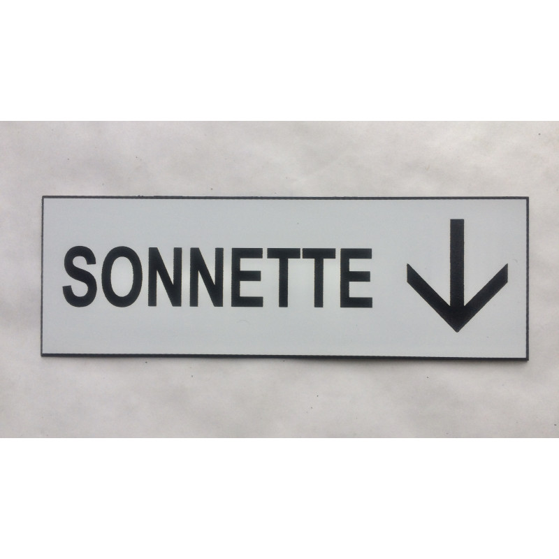 plaque adhésive "SONNETTE + FLECHE" bas BLANC