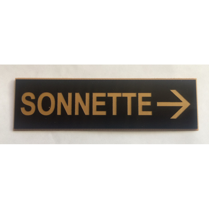 plaque adhésive "SONNETTE + FLECHE" droite noire et dorée