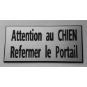 plaque adhésive argentée "ATTENTION AU CHIEN REFERMER LE PORTAIL"