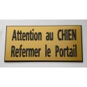 plaque adhésive dorée "ATTENTION AU CHIEN REFERMER LE PORTAIL"
