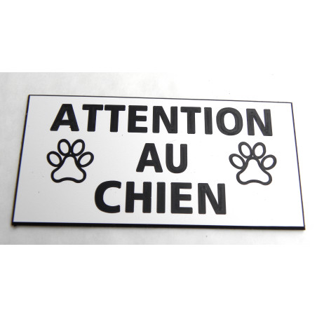 plaque adhésive "ATTENTION AU CHIEN" format 75x150 mm motifs pattes 15 couleurs