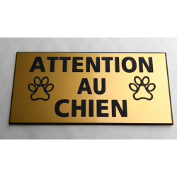plaque adhésive "ATTENTION AU CHIEN" format 75x150 mm motifs pattes 15 couleurs