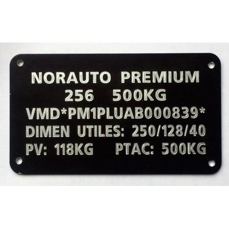 Plaque de Tare noire alu à riveter personnalisation en ligne