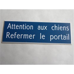 plaque adhésive bleu "ATTENTION AUX CHIENS REFERMER LE PORTAIL"