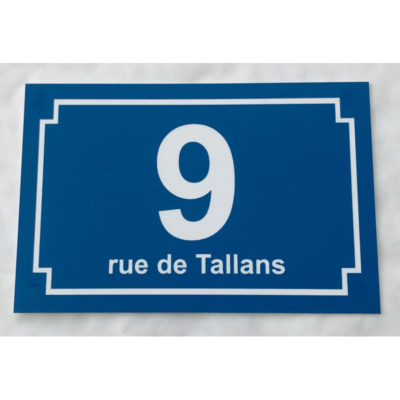 Plaque NUMERO ET NOM DE RUE bleu ciel personnalisée