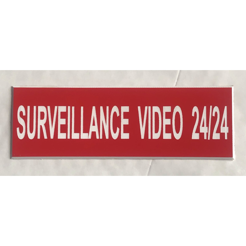 plaque adhésive "SURVEILLANCE VIDEO 24/24" rouge