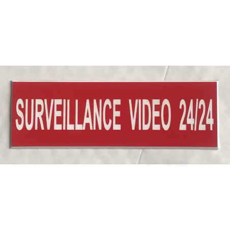 plaque adhésive "SURVEILLANCE VIDEO 24/24" rouge