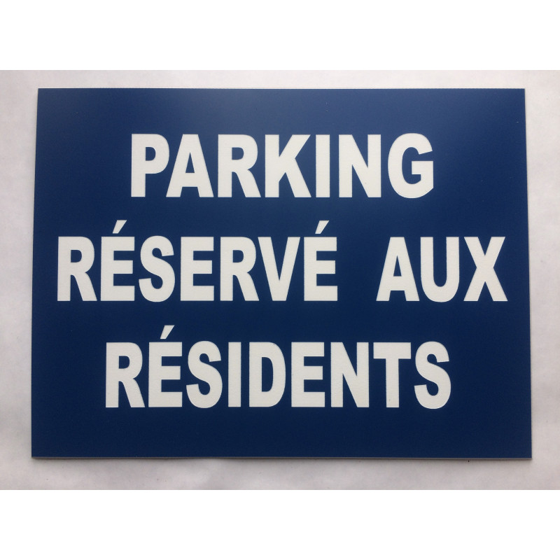 Plaque "PARKING RÉSERVÉ AUX RÉSIDENTS"  bleu marine