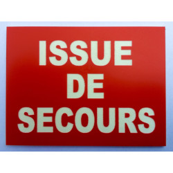 Plaque ISSUE DE SECOURS rouge