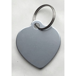 Médaille gravée coeur argenté pour chien moyen gravure 2 faces