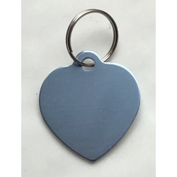 Médaille gravée coeur bleu argenté pour chien moyen gravure 2 faces