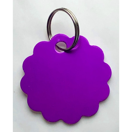 Médaille gravée fleur violette grand Chien gravure 2 faces Ft 32 mm