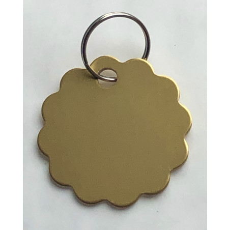 Médaille gravée fleur or grand Chien gravure 2 faces Ft 32 mm