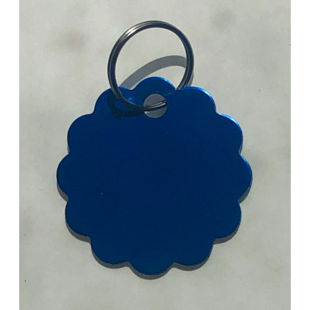 Médaille gravée fleur bleu grand Chien gravure 2 faces Ft 32 mm
