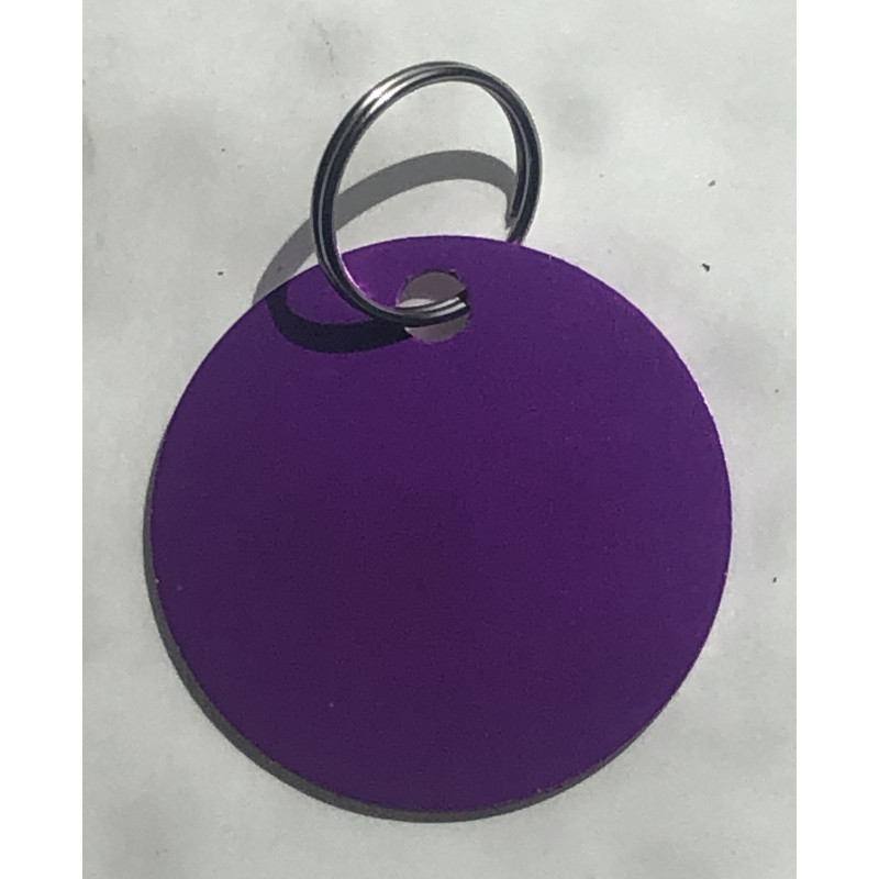 Médaille gravée violette pour Chien personnalisable gravure 1 ou 2 faces Ft 32 mm