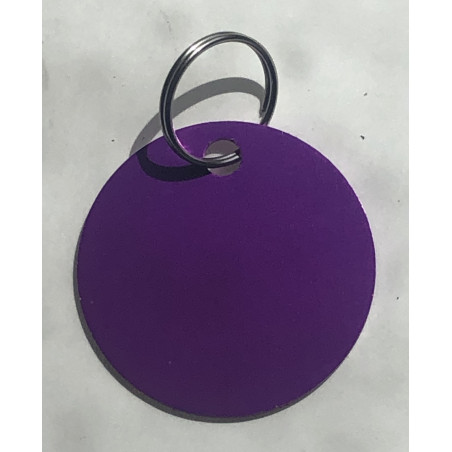 Médaille gravée violette pour Chien personnalisable gravure 1 ou 2 faces Ft 32 mm