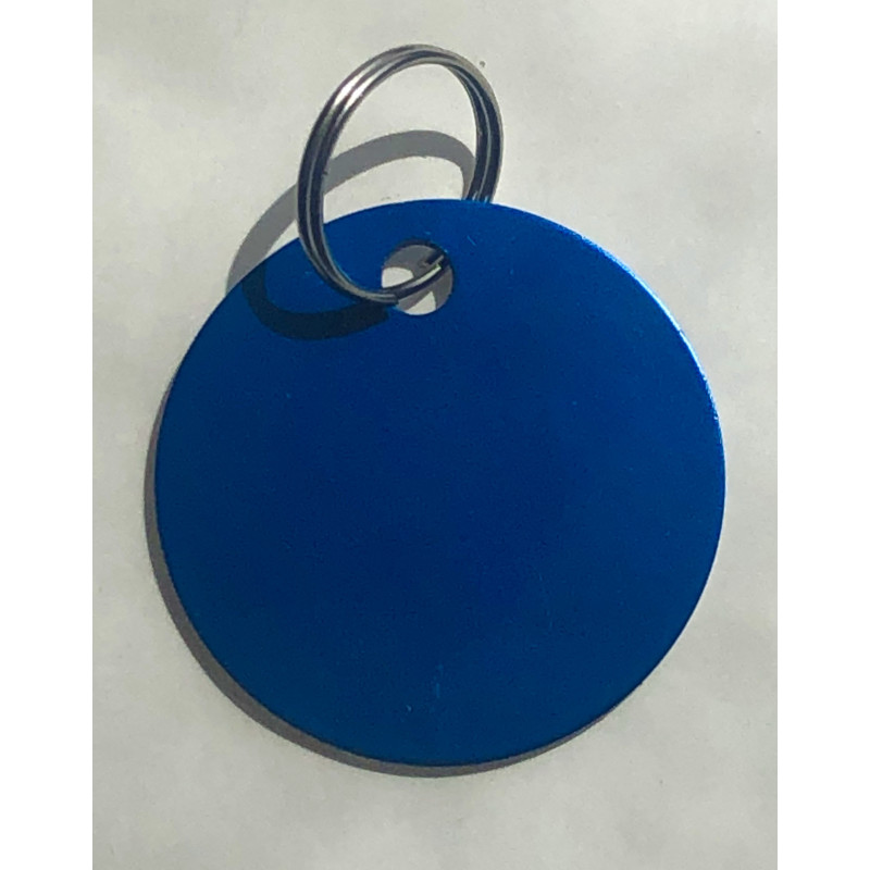 Médaille gravée bleu pour Chien personnalisable gravure 1 ou 2 faces Ft 32 mm