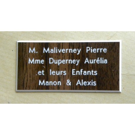 plaque de porte bois format 75x150 mm personnalisée 4 lignes