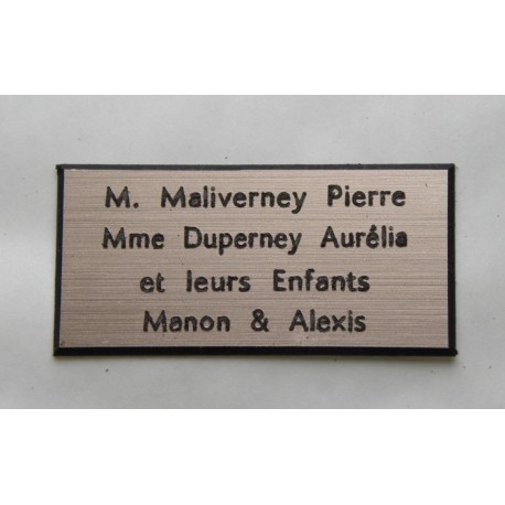 plaque de porte cuivre format 75x150 mm personnalisée 4 lignes