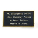 plaque de porte noire et or format 75x150 mm personnalisée 4 lignes