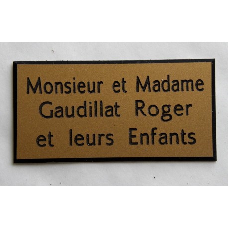 plaque de porte dorée format 75x150 mm personnalisée 3 lignes