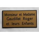 plaque de porte dorée format 75x150 mm personnalisée 3 lignes