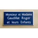 plaque de porte bleu marine format 75x150 mm personnalisée 3 lignes