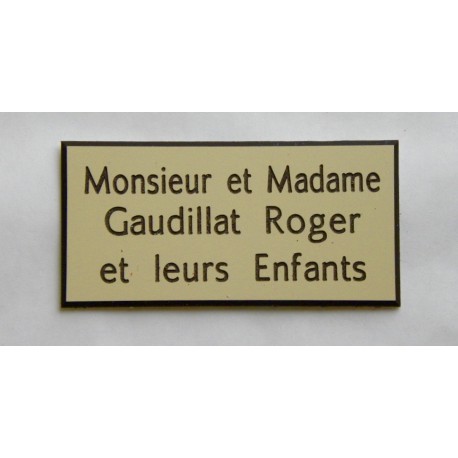 plaque de porte ivoire format 75x150 mm personnalisée 3 lignes