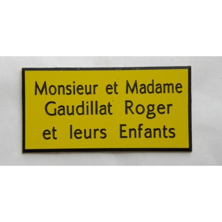 plaque de porte jaune format 75x150 mm personnalisée 3 lignes
