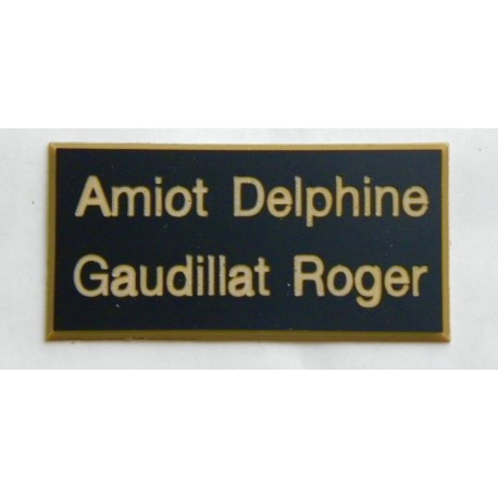 plaque de porte noir et or format 75x150 mm personnalisée 2 lignes