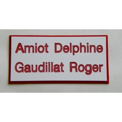 plaque de porte blanche et rouge format 75x150 mm personnalisée 2 lignes