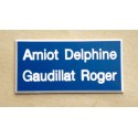 plaque de porte bleu format 75x150 mm personnalisée 2 lignes