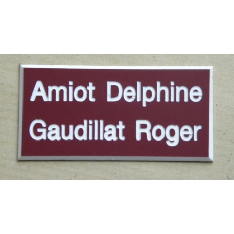 plaque de porte bordeau format 75x150 mm personnalisée 2 lignes