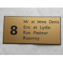 plaque de porte numéro + 4 lignes dorée format 75x150 mm personnalisée