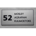 plaque de porte numéro + 3 lignes argentée format 75x150 mm personnalisée