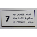 plaque de porte numéro + 3 lignes blanche format 75x150 mm personnalisée