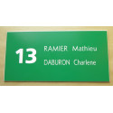 plaque de porte numéro + 2 lignes verte format 75x150 mm personnalisée