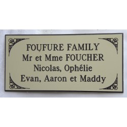 plaque de porte ivoire format 75x150 mm personnalisée 4 lignes + enjolivures