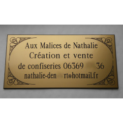 plaque de Porte Dorée format 75x150 mm personnalisée 4 lignes + enjolivures