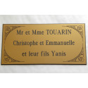 plaque de Porte Dorée format 75x150 mm personnalisée 3 lignes + enjolivures