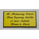 plaque de porte personnalisable jaune "calligraphie" format 75x150 mm 4 lignes.