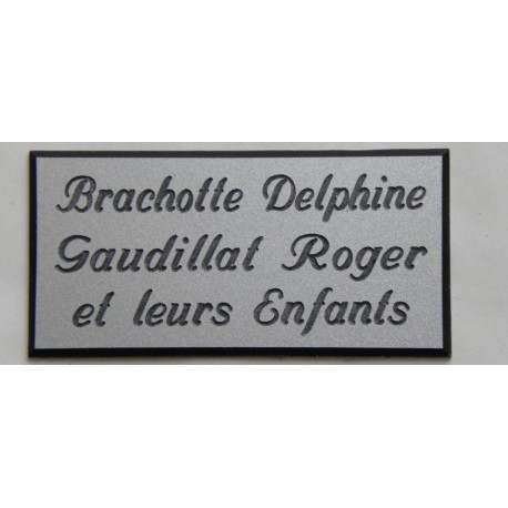 plaque de porte personnalisable argentée "calligraphie" format 75x150 mm 3 lignes.
